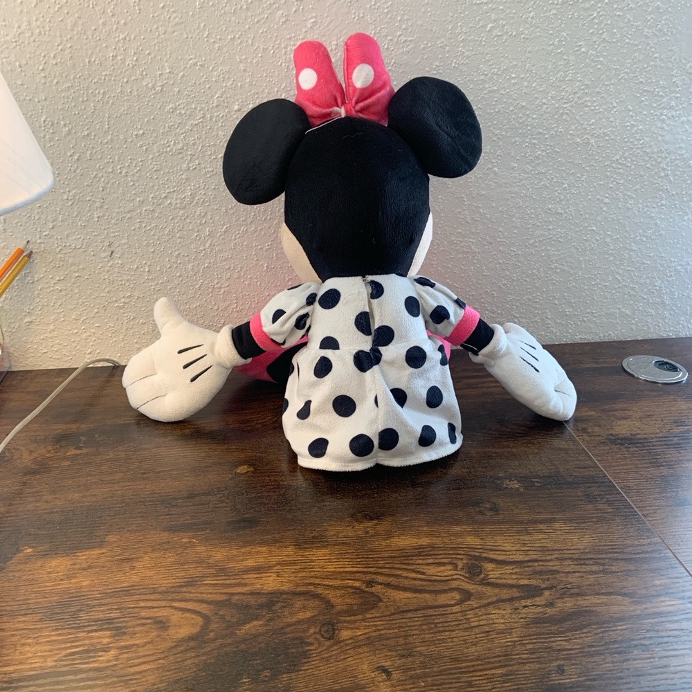 Disney Minnie Mouse Plush with Pink Bow and Polka Dot Dress - Picture 3 of 5